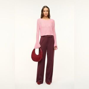 STAUD Parker Sheer Mohair Sweater in Damask Pink NWT Large